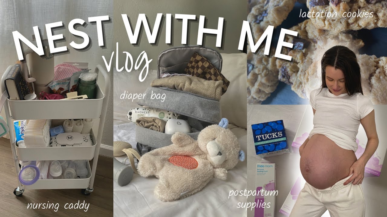 NESTING FOR BABY (pt. 2) VLOG | nursing caddy, postpartum prep, diaper bag, & lactation cookies