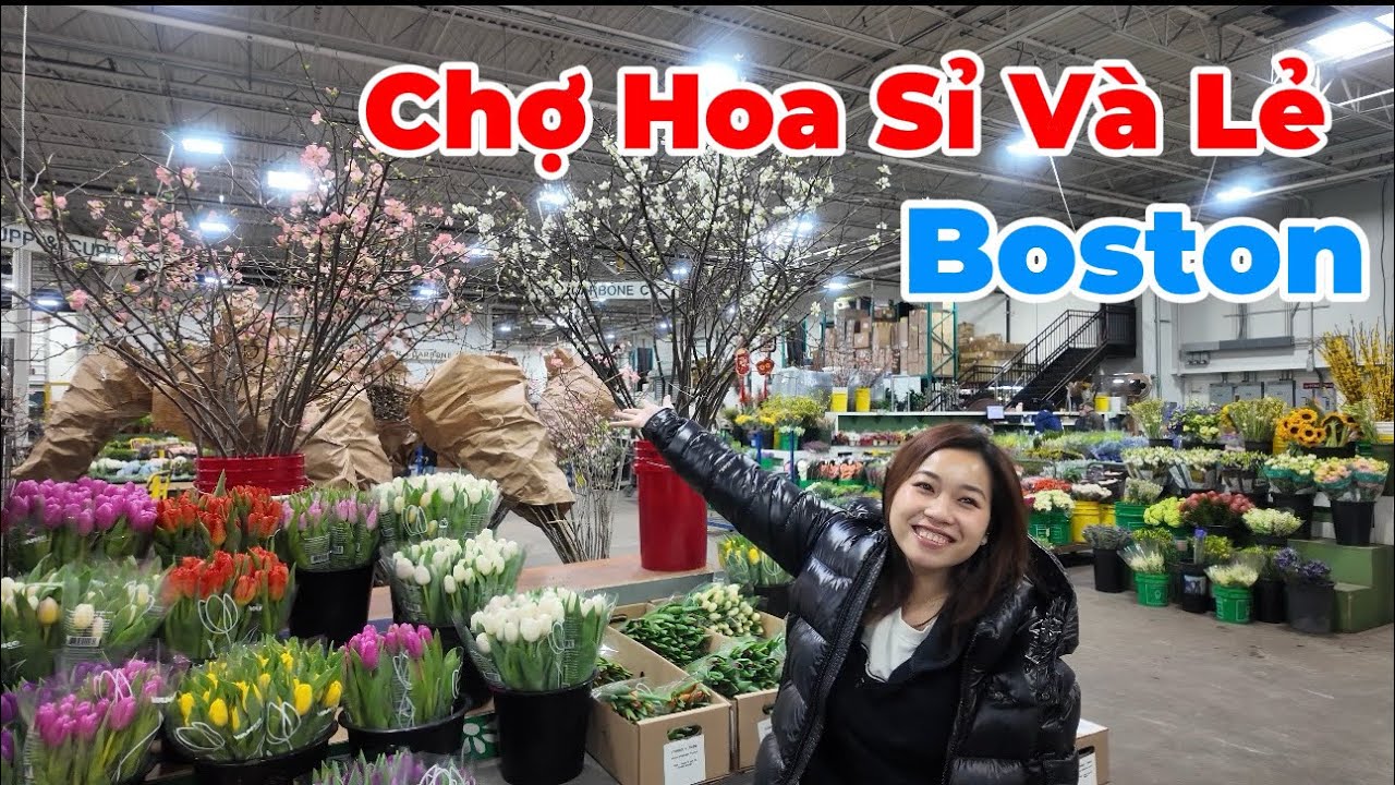 Chợ hoa sỉ và lẻ tại Boston mùa Tết đông nghẹt: Đi mua đào trang trí 🌸