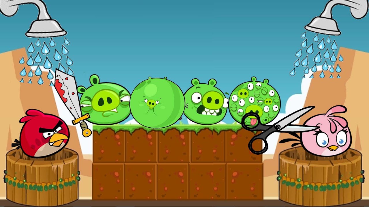 Angry Birds Take A Shower - ALL PIGGIES GOT MAD WHILE ANGRY BIRDS STEALING SHOWER WATER WELLS!
