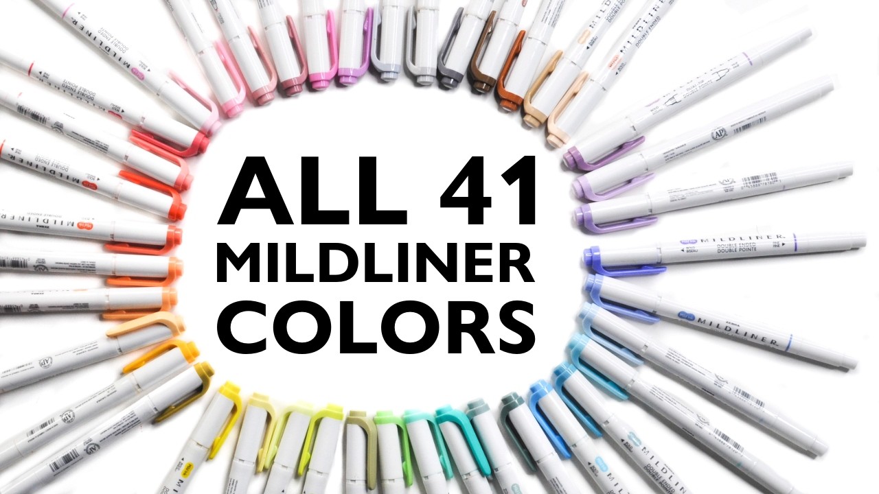 Образцы всех 41 оттенков подводки Mildliner, включая пыльно-розовый!