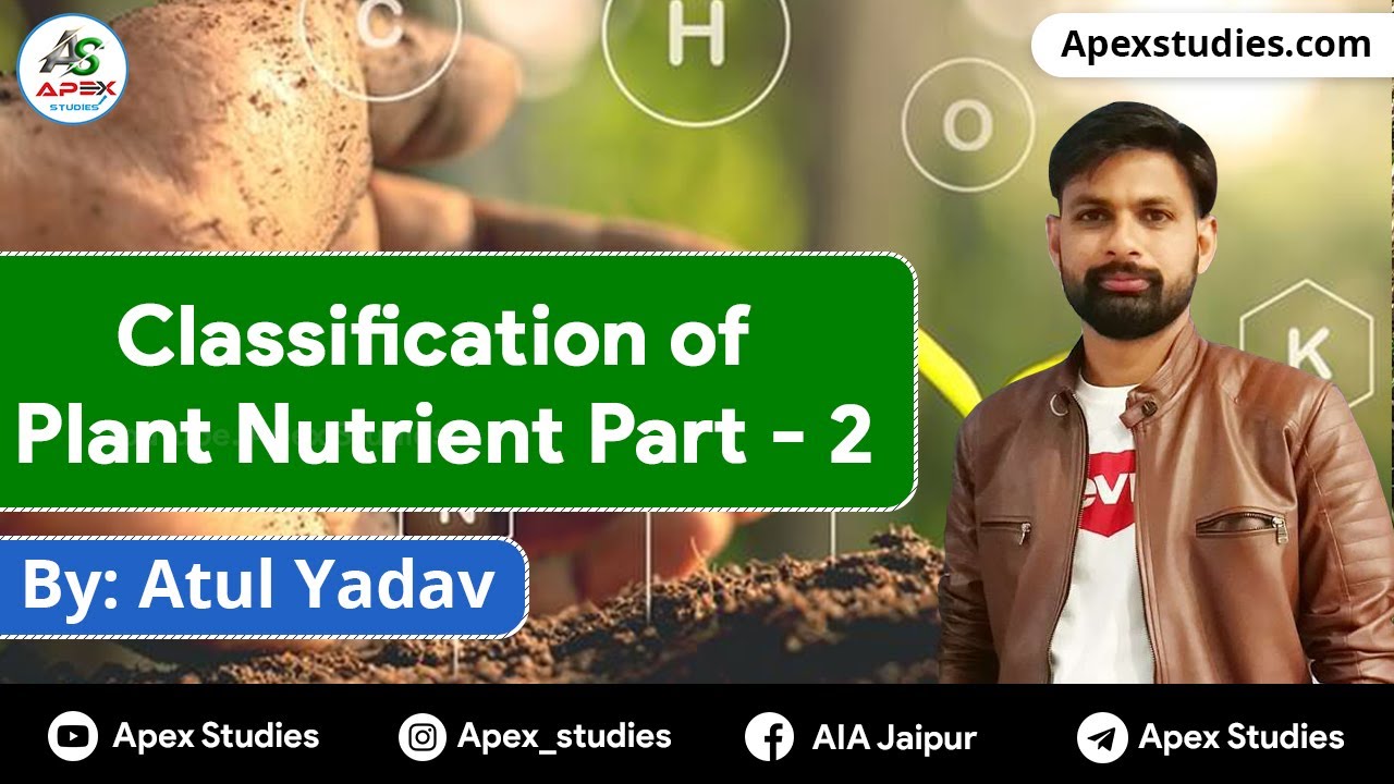 Plant Nutrients | Classification of plant Nutrient Part- 2 | Pre-PG | Apex Studies