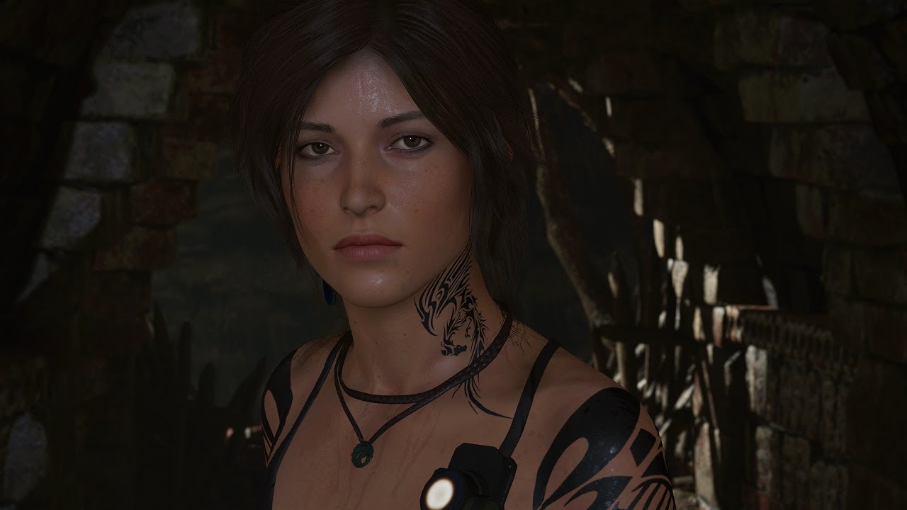 Shadow of the Tomb Raider Camo Tank Top, Neck Tattoo and Wraith Skin Mod.