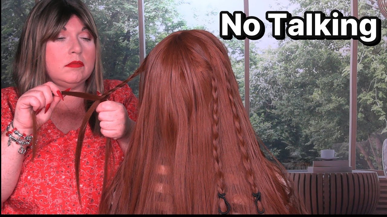 ASMR Hair Play (NO TALKING)  Long Nails, Lint Roller, Hair Brushing, Spray Sounds, Braiding