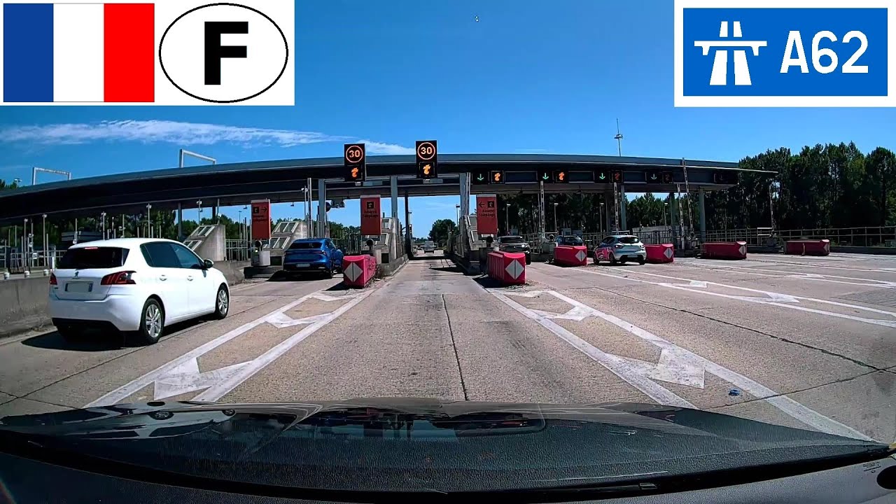 Driving in France: Autoroute A62 - Sortie 1.1 (La Brède) to Sortie 3 (Langon)