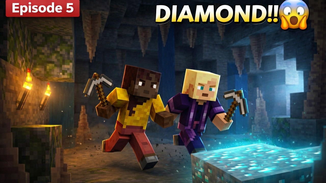 Our First Diamonds! 💎🔥 | Minecraft Survival EP 5
