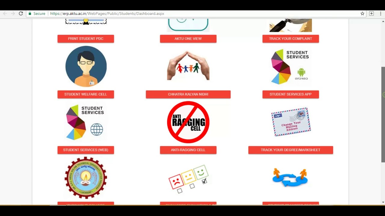 Introduction To Student Dashboard Of AKTU Regarding services