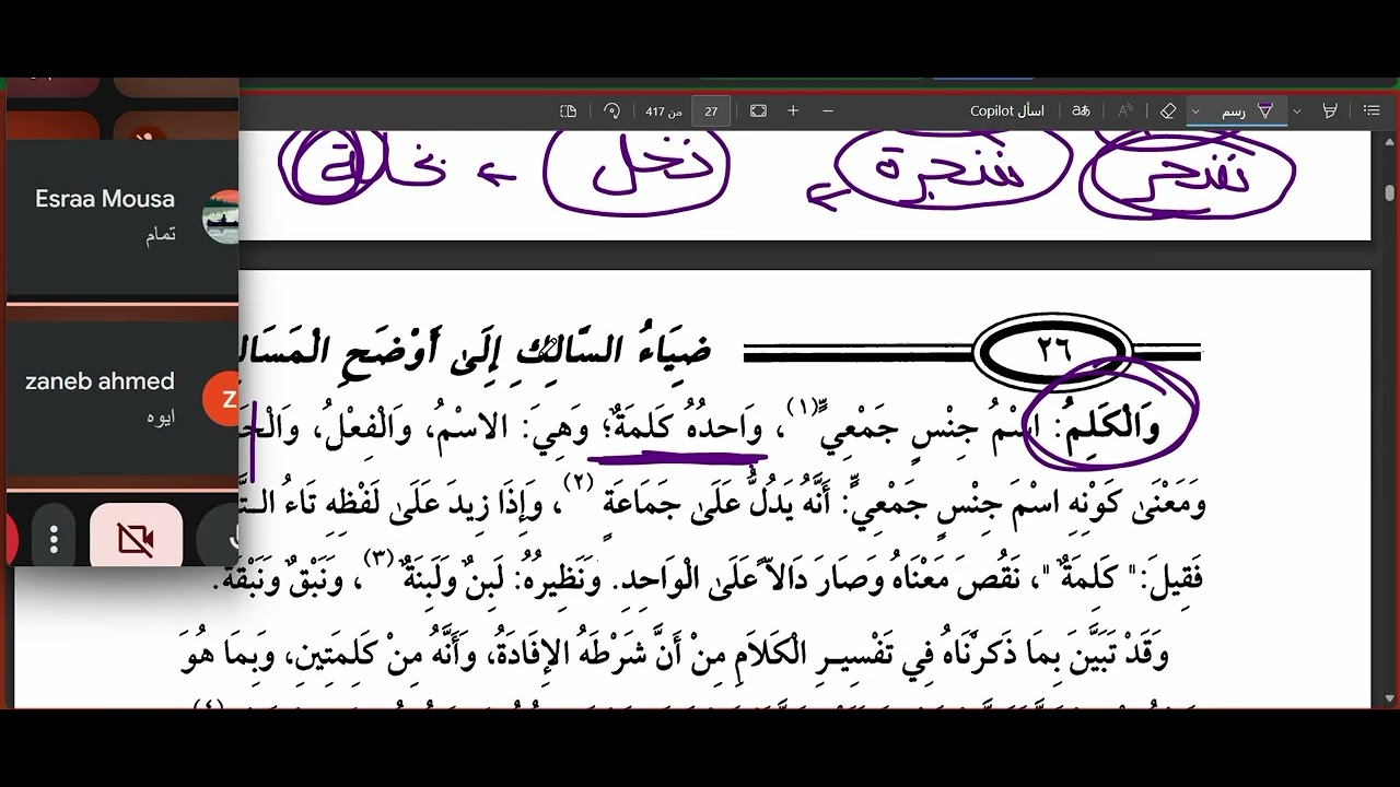 001 تعريف الكلام وأقسامة  الفرقة الأولى