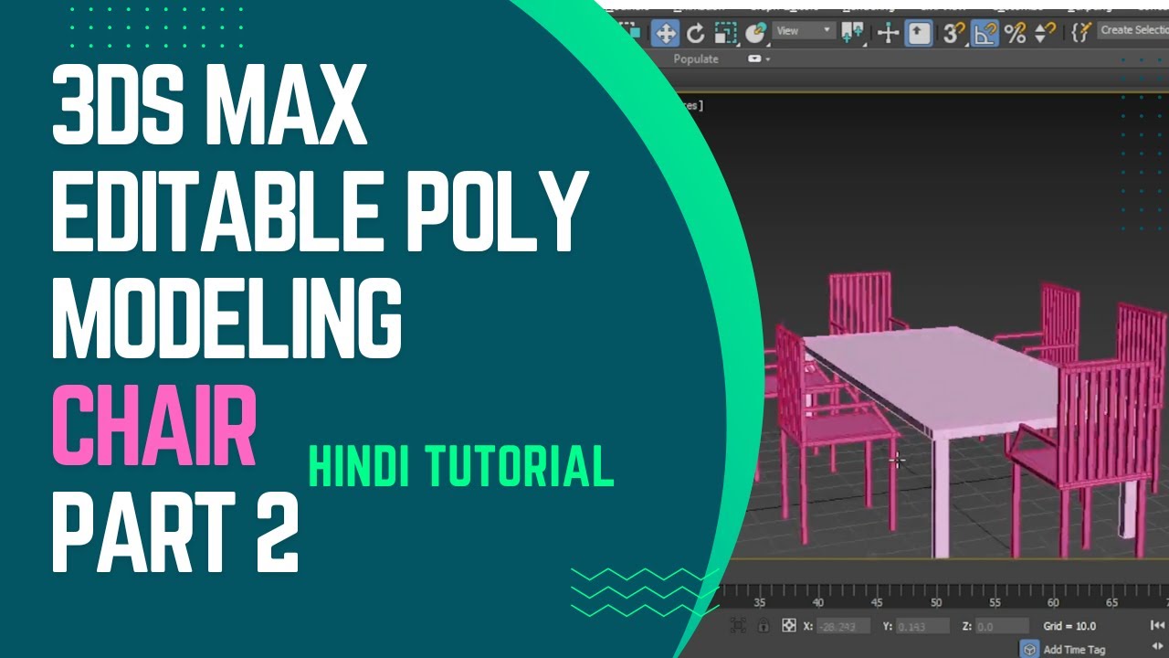 3ds Max Editable Poly Modeling Part 2 | Chair | Tutorial in Hindi for Beginner