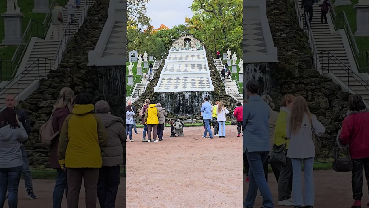 Каскад Шахматная гора, водопад в Петергофе. Cascade Chess mountain, waterfall in Peterhof.