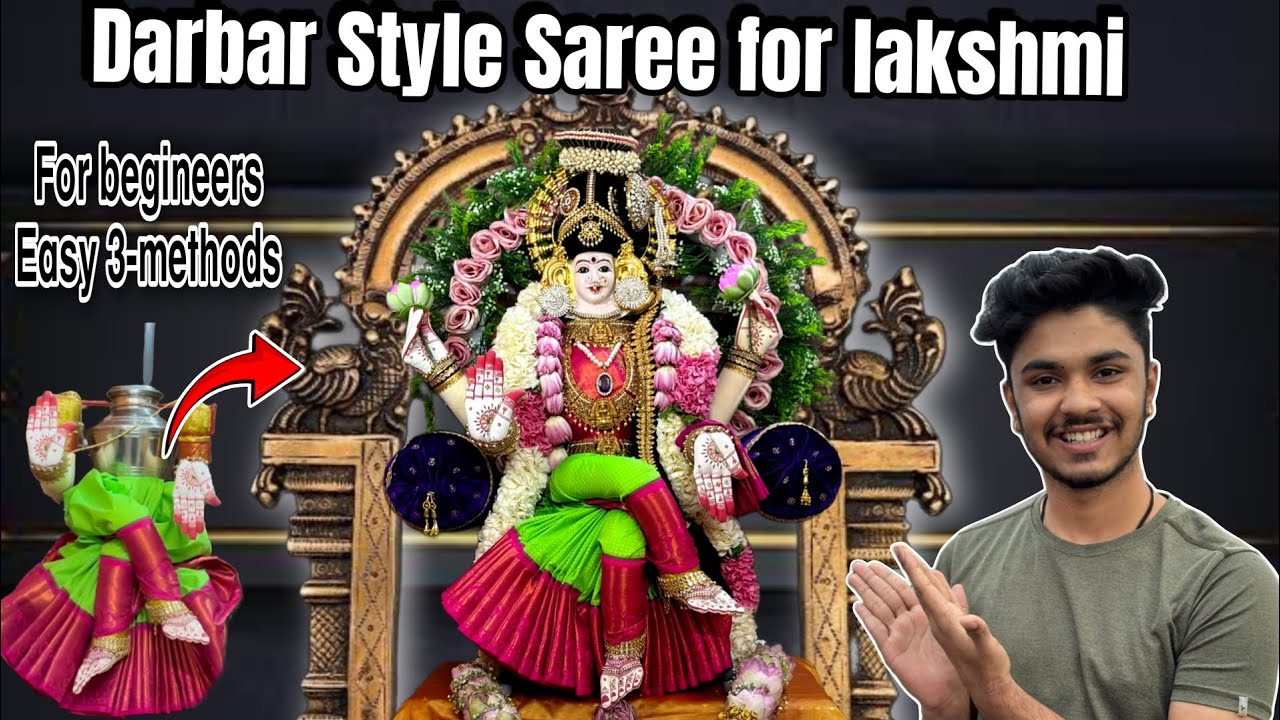 Darbar style saree for lakshmi🙏For beginners Easy 3 methods😯
