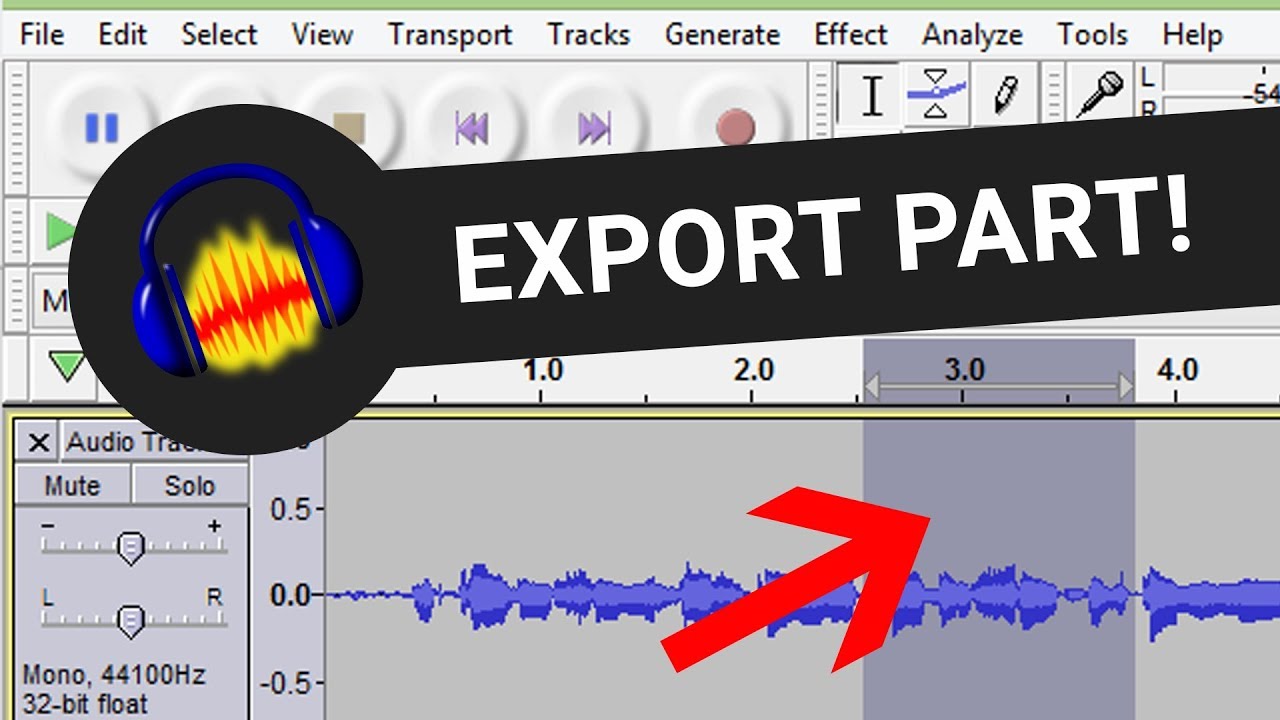 Как экспортировать часть песни или аудиодорожки в Audacity