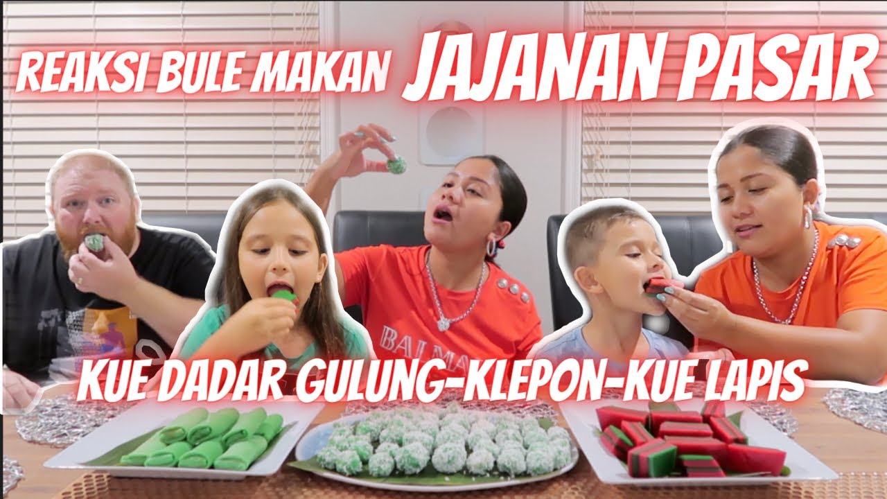 BIKIN JAJANAN PASAR KLEPON, KUE LAPIS DAN KUE DADAR GULUNG | BULE MENCOBA JAJANAN PASAR INDONESIA