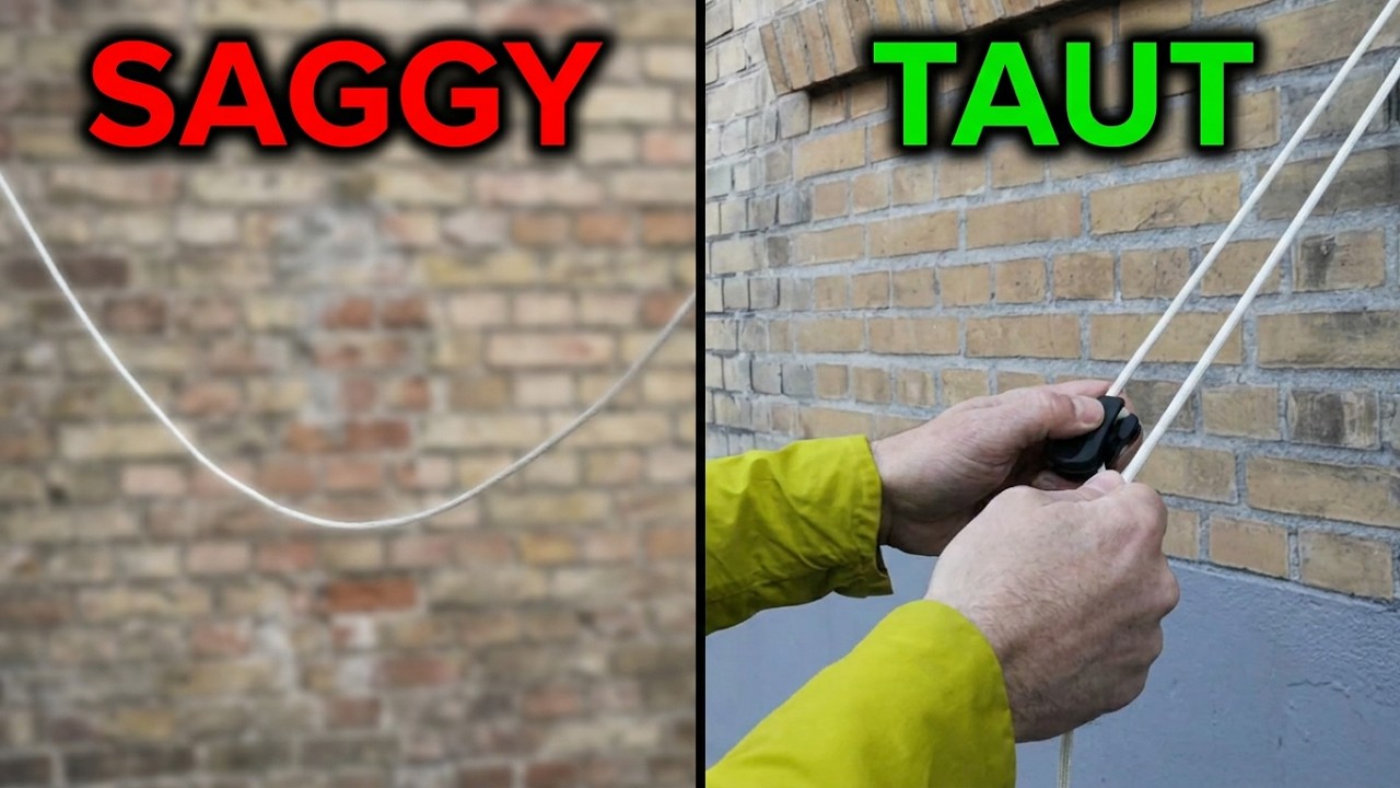 How to use a Clothesline Tightener. Keeps the washing line taut. Sagging is minimal. Clamcleat CL223