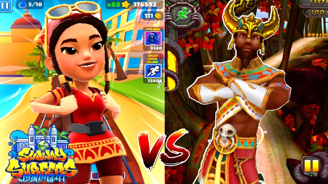Subway Surfers 🏄‍♀️ MUMBAI 2022 VS Temple Run 2 FALL JUNGLE - Mala Lunar Outfit VS Imhotep