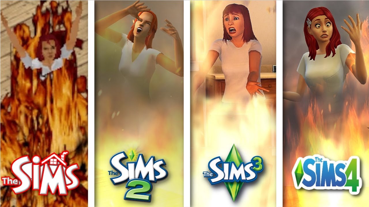 Sims 1 vs Sims 2 vs Sims 3 vs Sims 4 - Fire