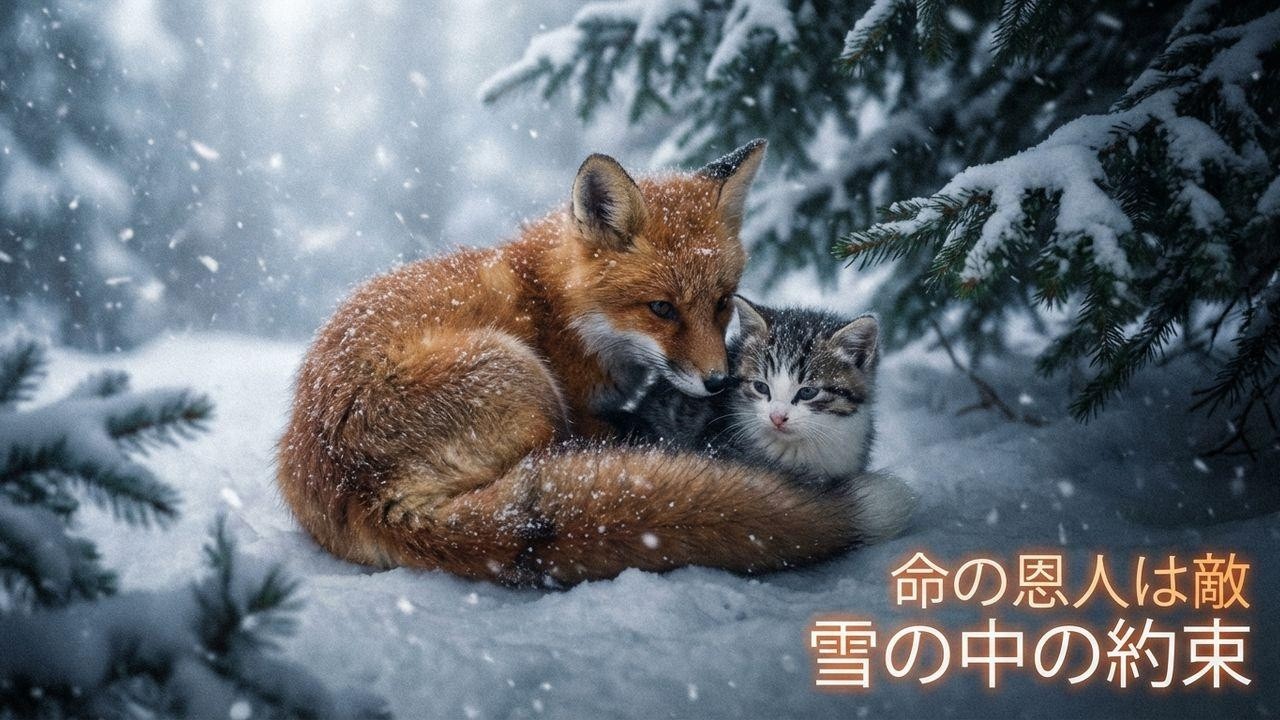 「雪が溶けたら…」吹雪で命を救い合った子猫と子狐。涙の約束と再会