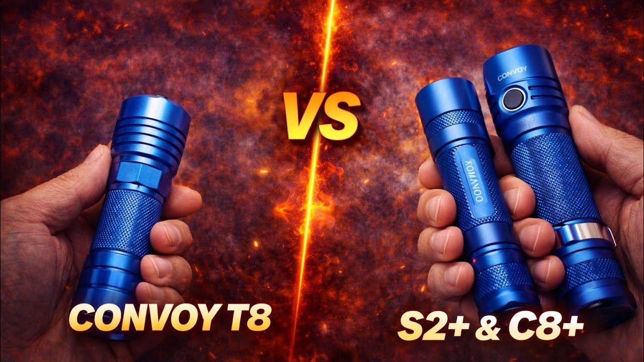 NEW FLASHLIGHT CONVOY T8 ‼️COMPARASION WITH S2+ C8+‼️NICE FOR EDC THROW FLASHLIGHT‼️