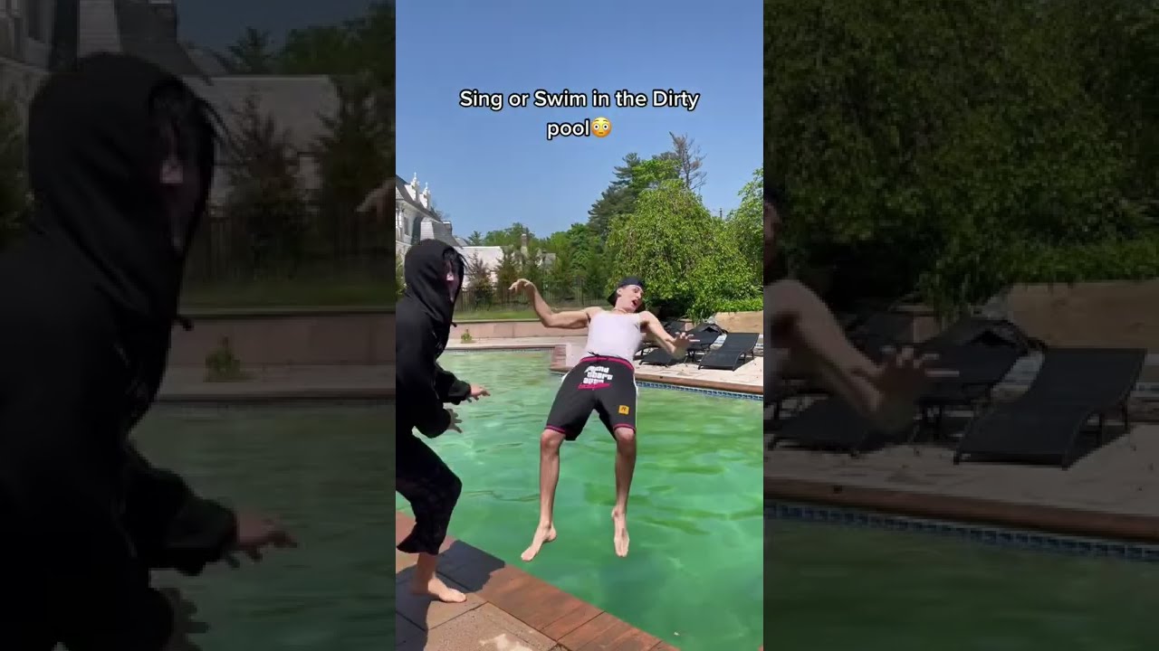SING OR SWIM in the DIRTY POOL 🤢😝 #shorts #tiktok #tiktoktrend