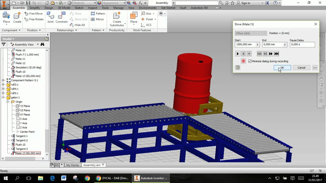 Autodesk Inventor - Tutorial Simulation & Animation (Conveyor)