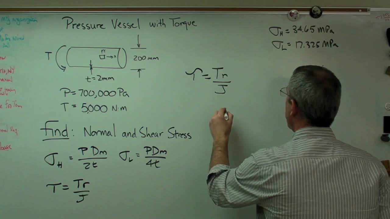Pressure Vessel with Torque - Part 1 - Finding Stresses.MP4
