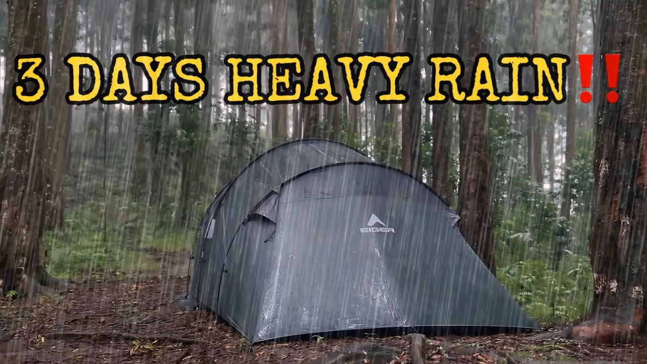 3 Days Heavy Rain‼️ Not Solo Camping in 3 Days Heavy Rain with GIANT TENTS‼️ ASMR