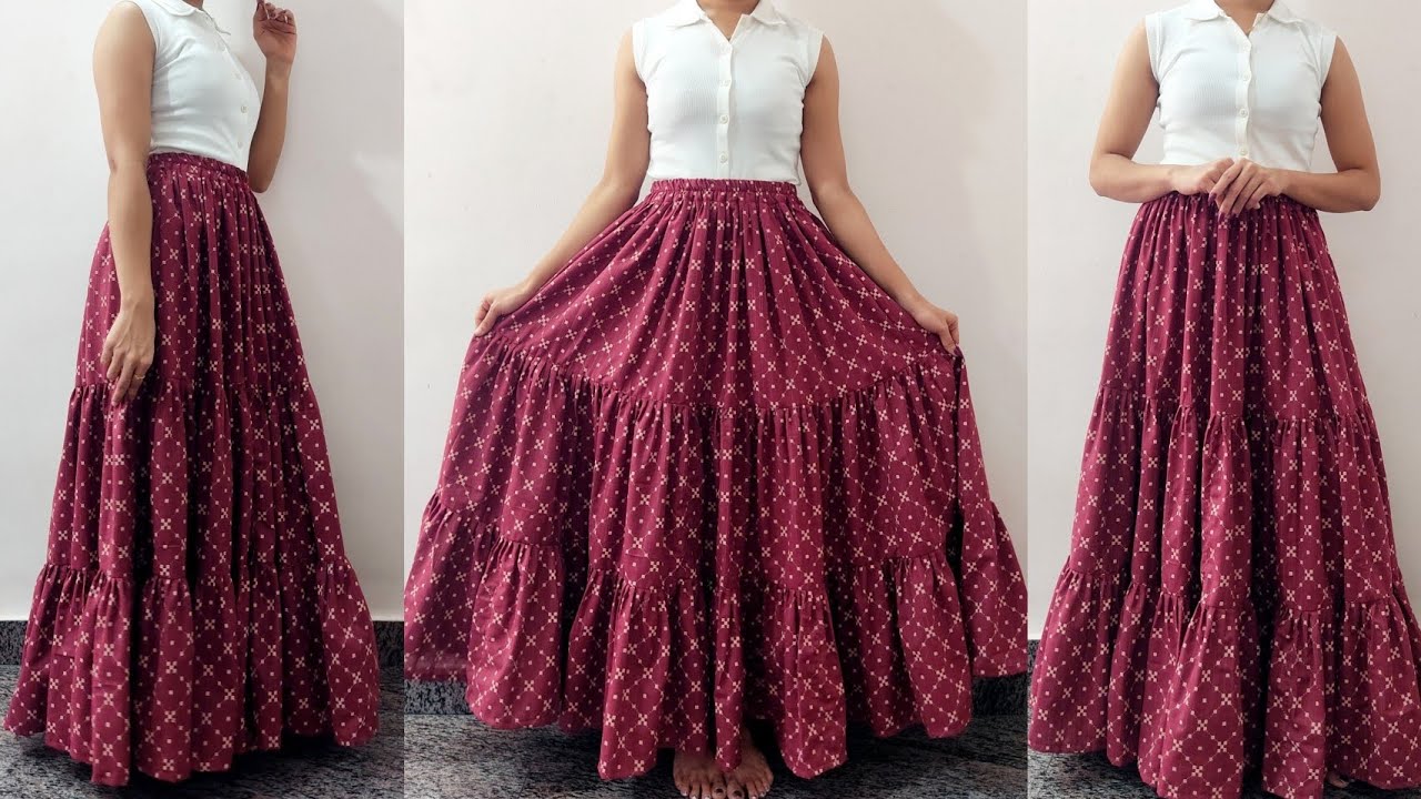 3 Layer skirt Cutting  and Stitching || Frill /Layered skirt Cutting and Stitching Tutorial