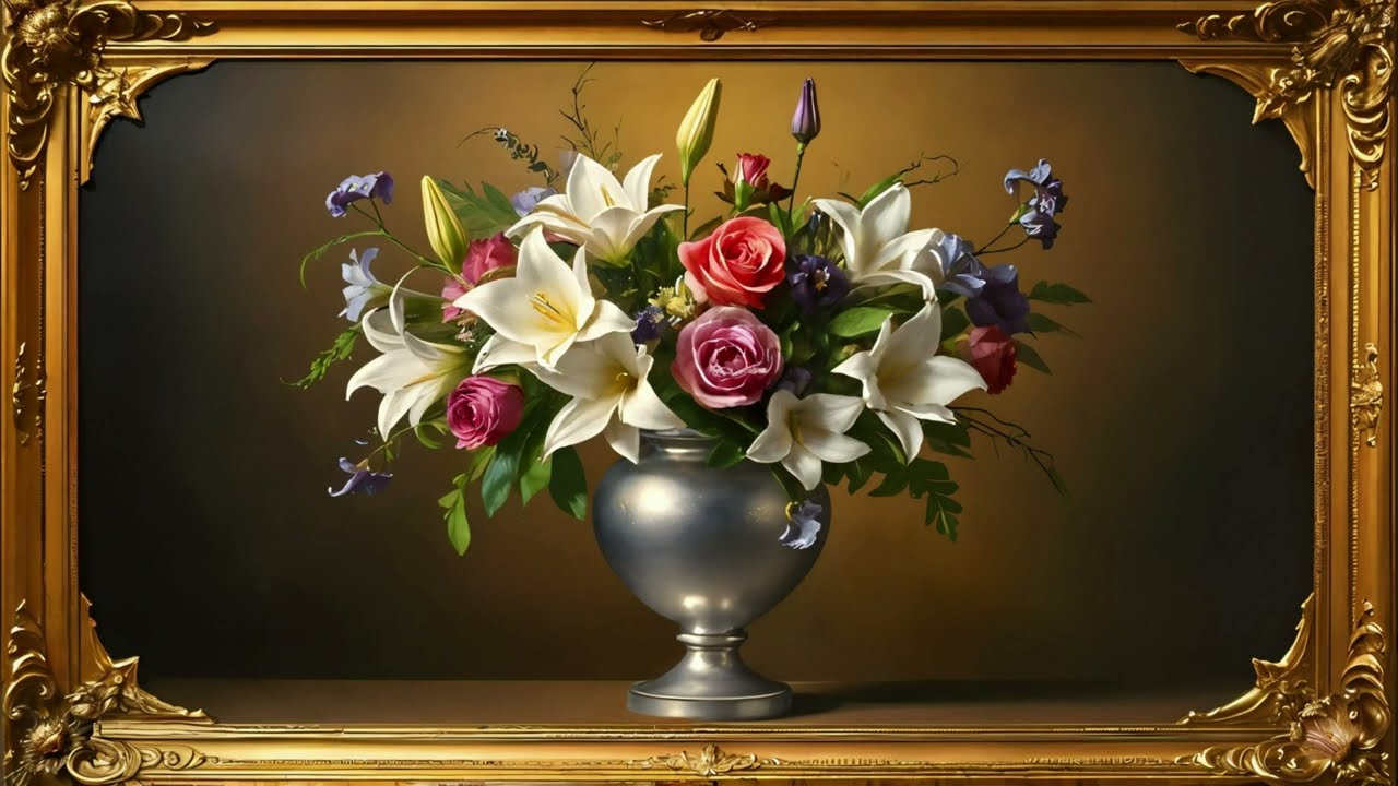 10-Hour 4K  📺 TV Art Frame 🔇 Silent  🖼️ Baroque Elegance 🎨 Rembrandt Inspired Still Life Painting 💐