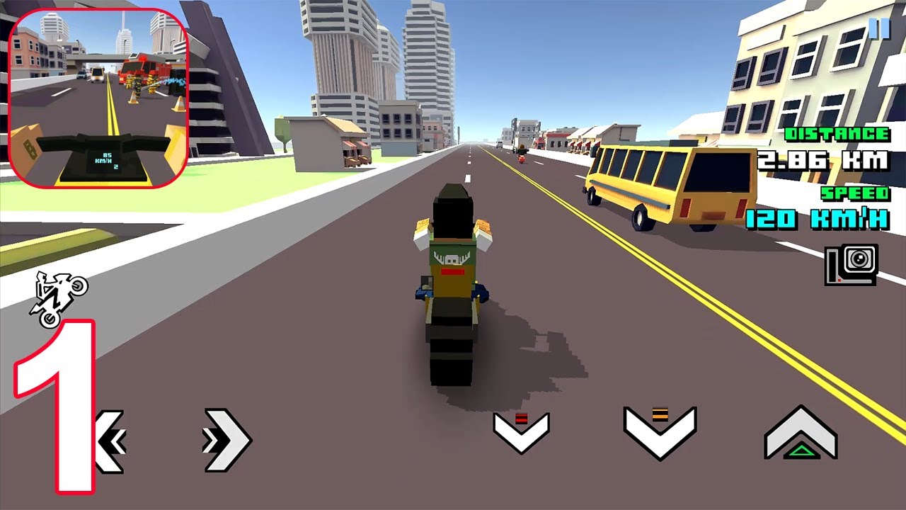 Blocky Moto Racing Bike Rider - Gameplay Walkthrough - (iOS, Android) - Part 1