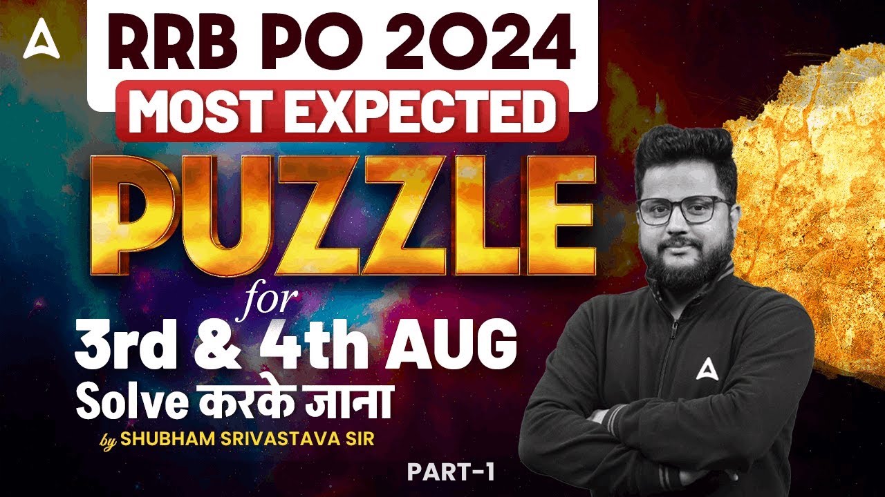 IBPS RRB PO 2024 | Reasoning Most Expected Puzzle for 3rd & 4th Aug | By Shubham Srivastava