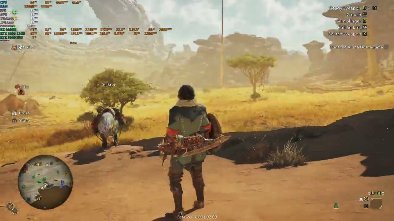 Monster Hunter Wilds Beta Test FSR 3 FG vs LSFG 3.0 Dual-GPU Comparison