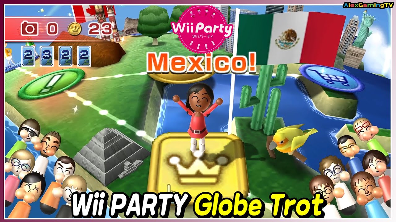 Wii Party Globe Trot gameplay (Daisy vs Haru vs Tatsuaki vs Saburo) | AlexGamingTV