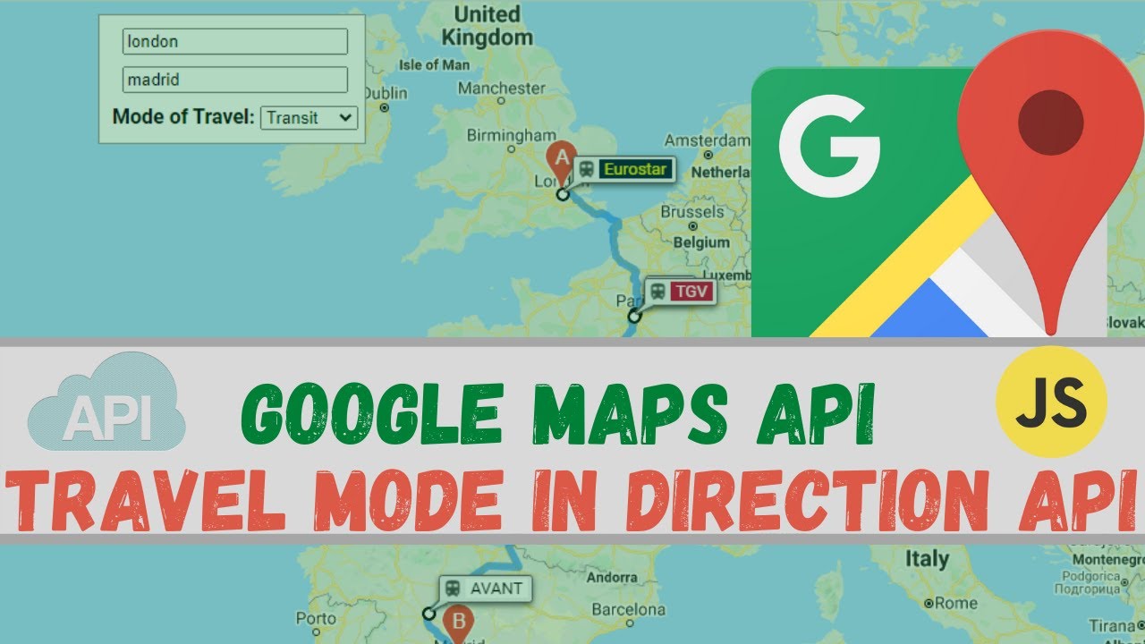 Learn How to Build a Google Maps API using Javascript Travel mode with direction API
