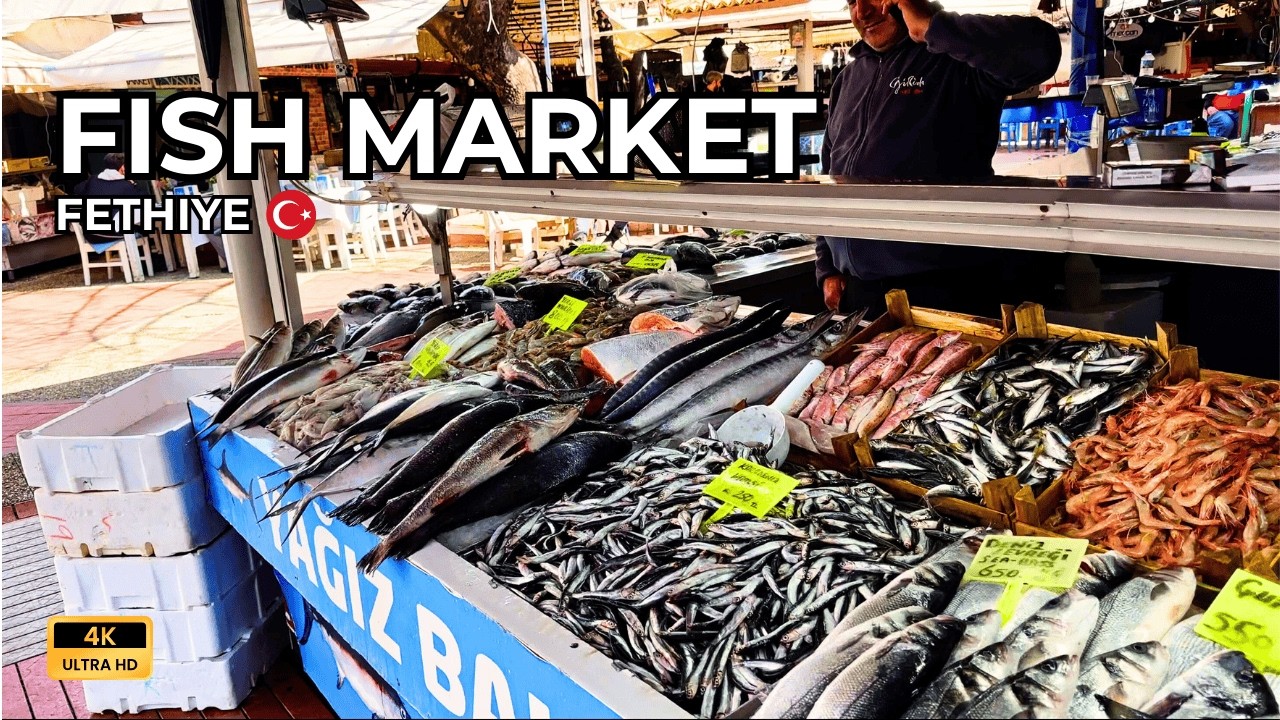 Fethiye Fish Market | Turkish Seafood Walking Tour | 4K