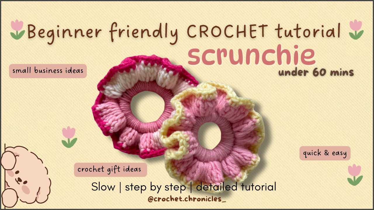 Crochet Scrunchie Tutorial | Easy & Beginner-friendly | Step-by-Step tutorial | Quick & Cute Project