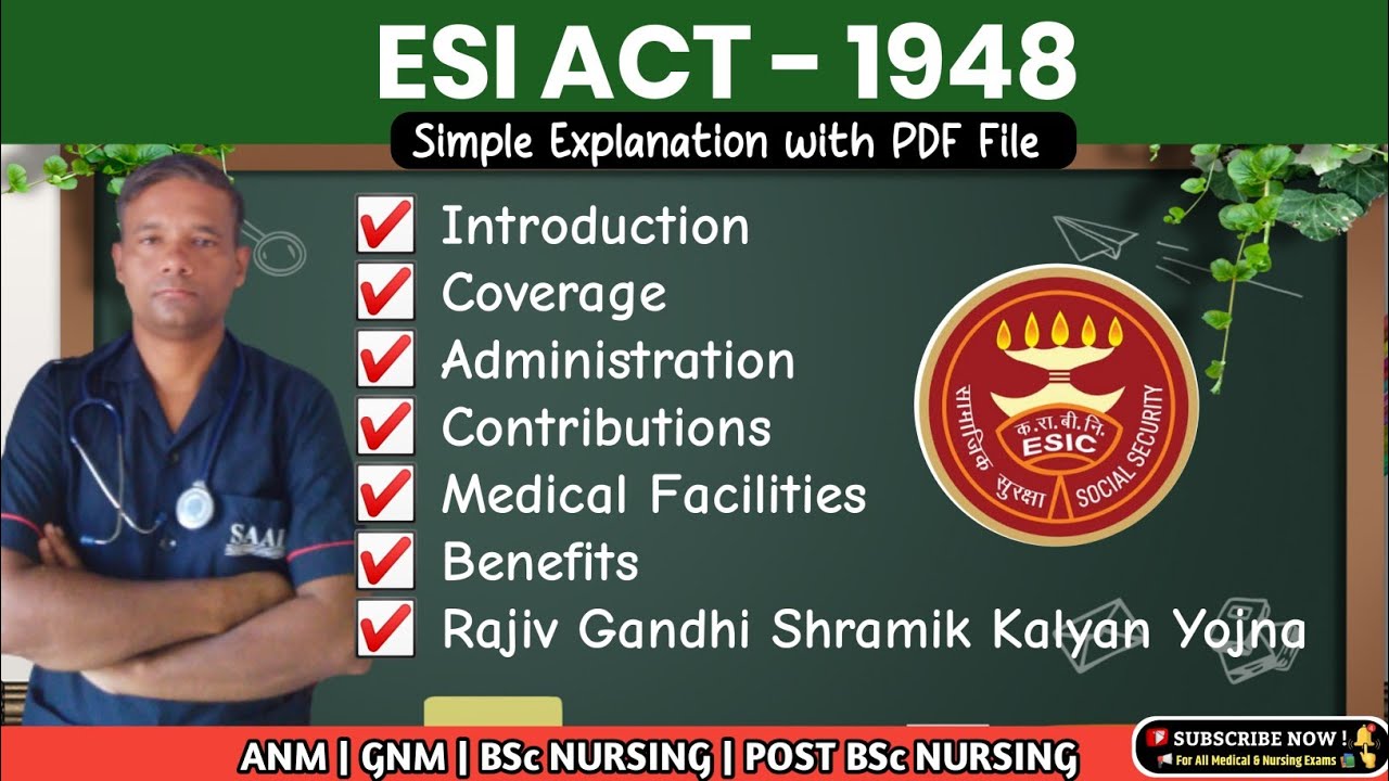 ESI Act 1948 in Hindi 🏥 | Important for Nursing Students & Exams | GNM, ANM, BSc Nursing