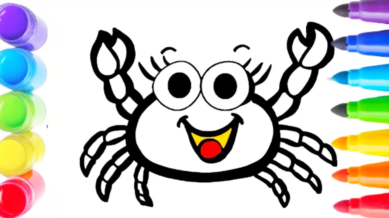 Crab Drawing 🦀🌈✨ | How To Draw A Cute Crab | Sea Animals | Step by Step Art Tutorial