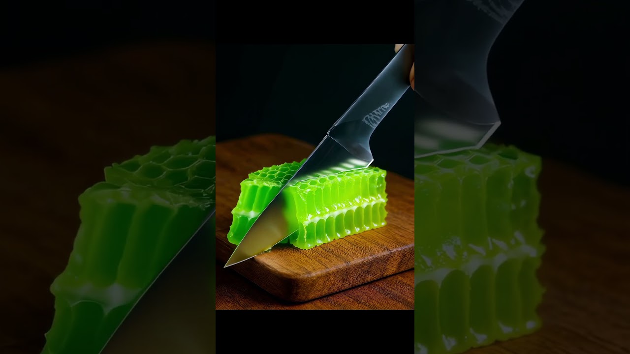 Satisfying NEON Green Honeycomb Jelly vs Crystal knife