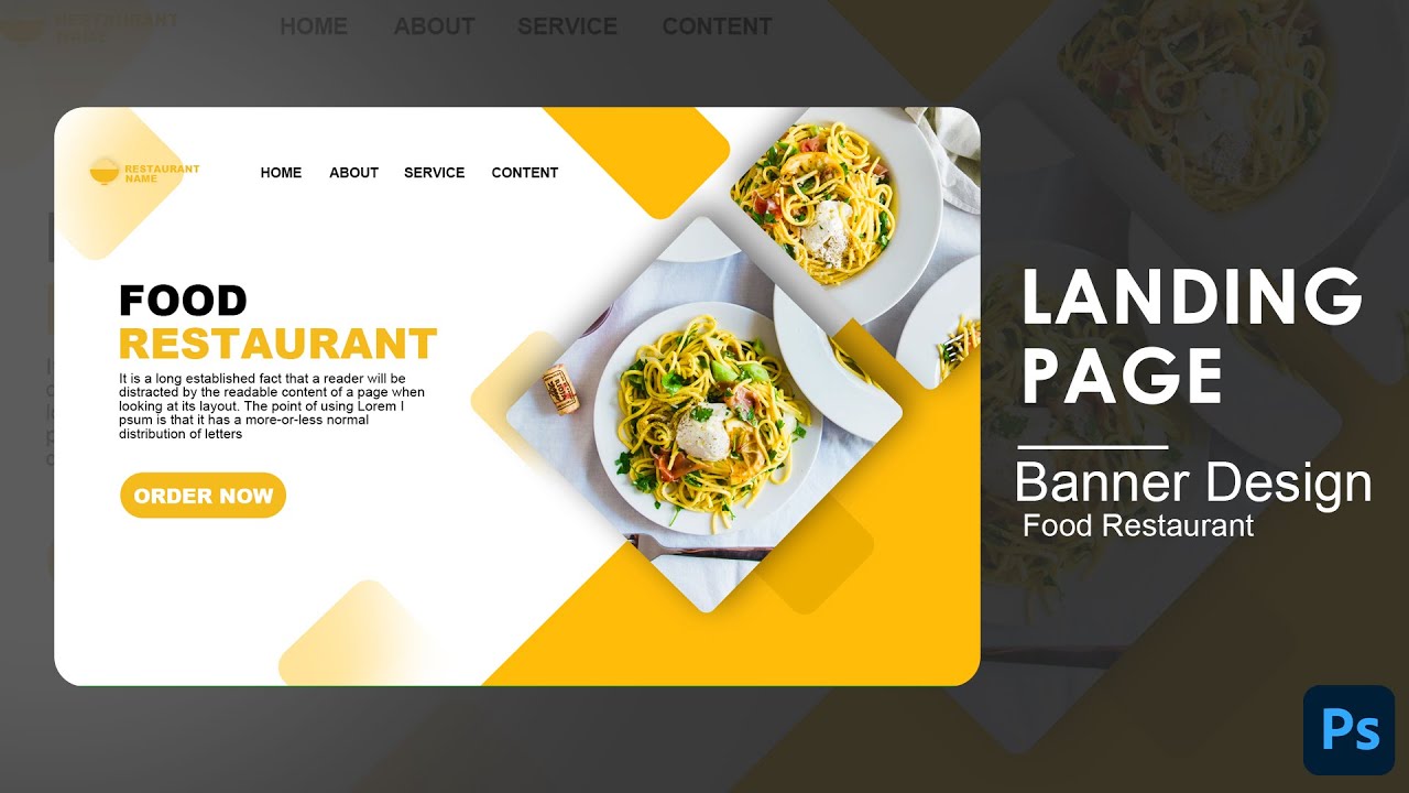 Landing Page Design | Food Restaurant | Adobe Photoshop Tutorial