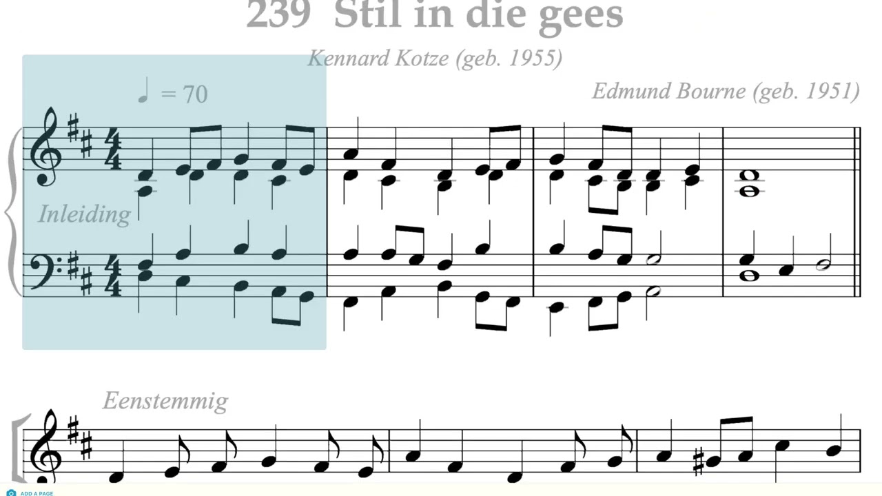 Afrikaans Hymnal 239 Stil in die gees