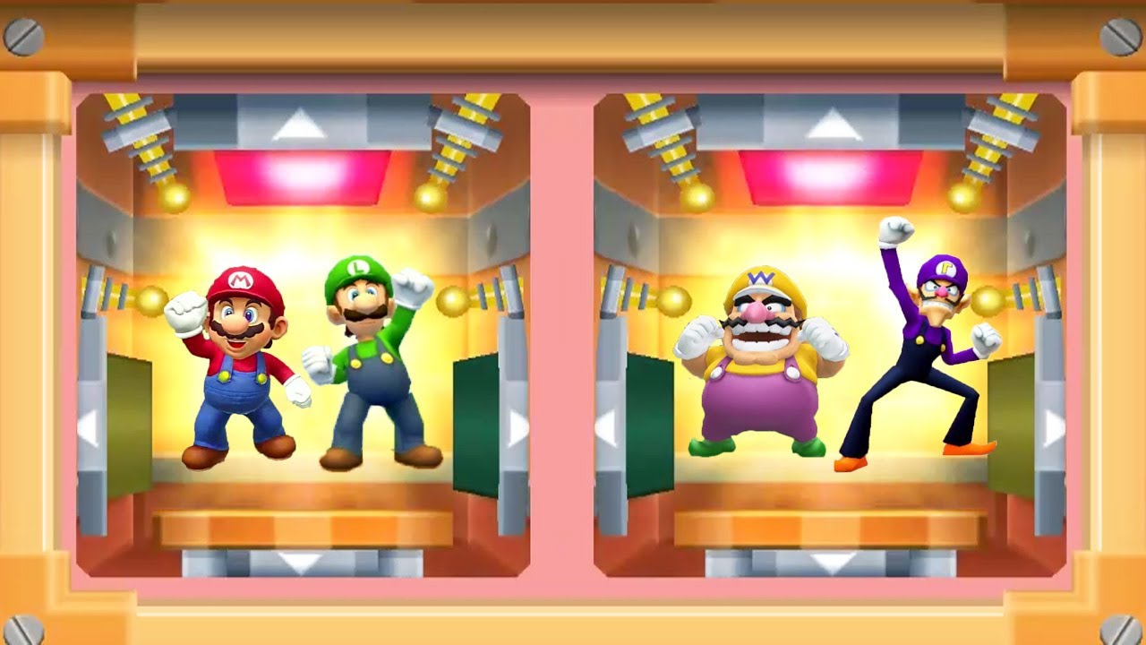 Mario Party 7 Minigames - 8 Player Ice Battle - Mario Luigi vs Wario Waluigi