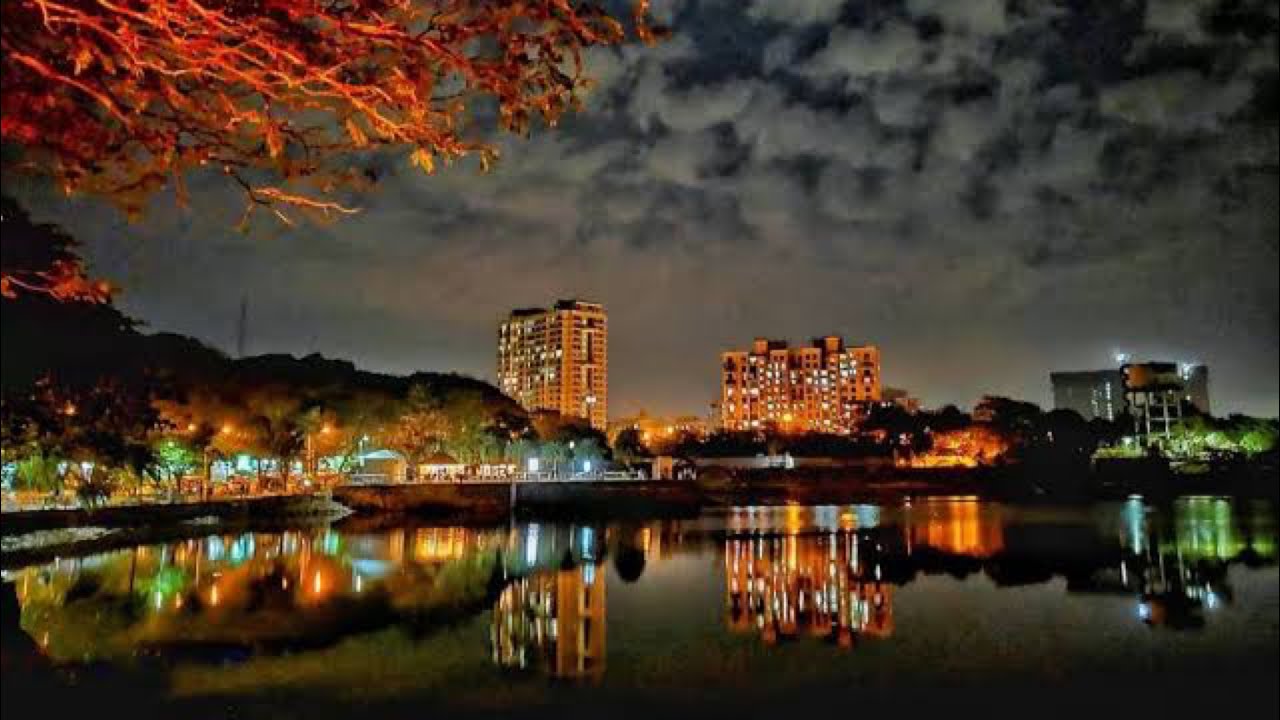 Upvan Lake Thane Night awesome view | Upvan lake night view video | Upvan lake fountain night video