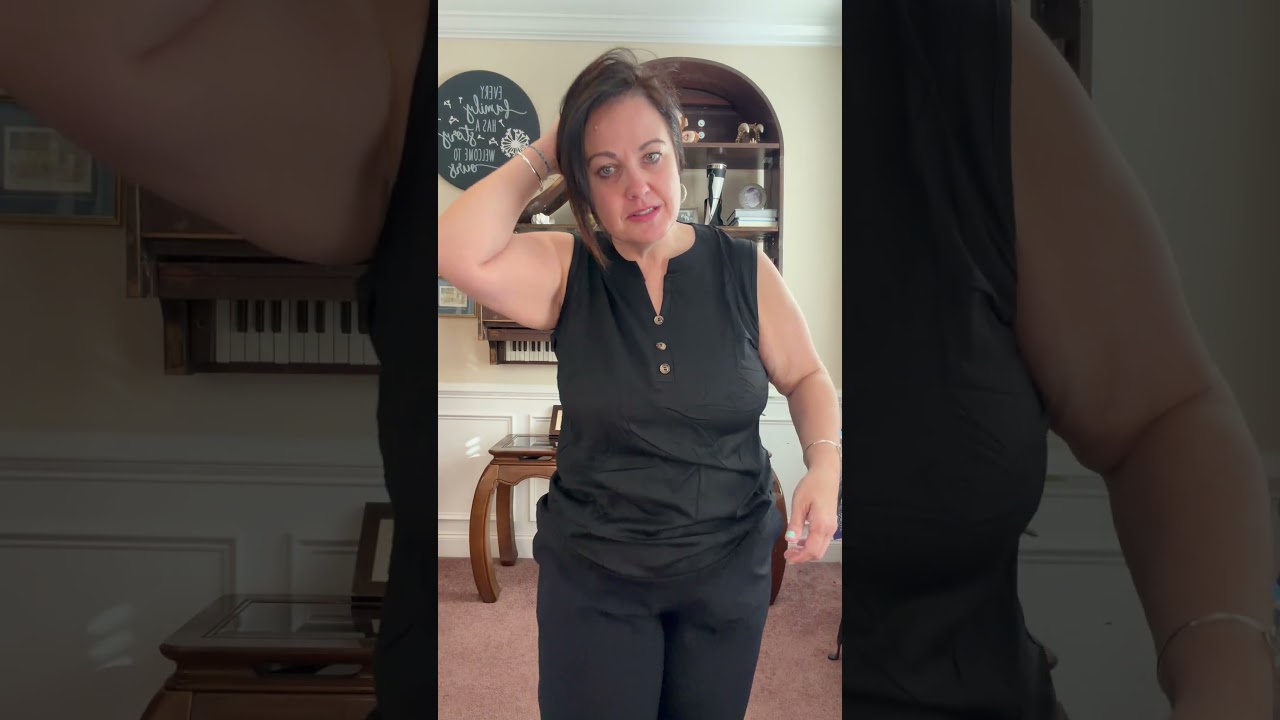 Women’s V-Neck Button Tank Top Review | Loose Fit Summer Sleeveless Shirt