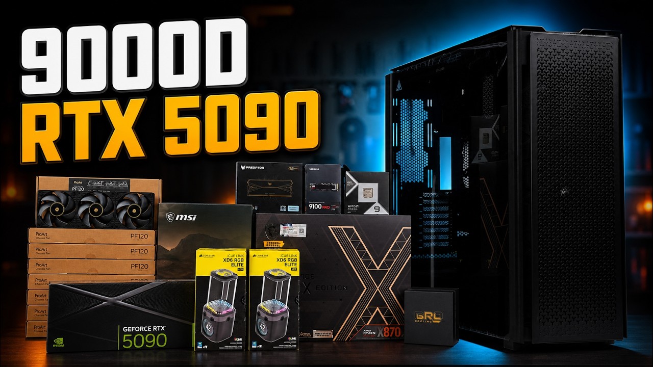 「BRO」Building a $22,000 Monster PC! 26 Fans in Corsair 9000D & RTX 5090 Lightning Z#pcbuild