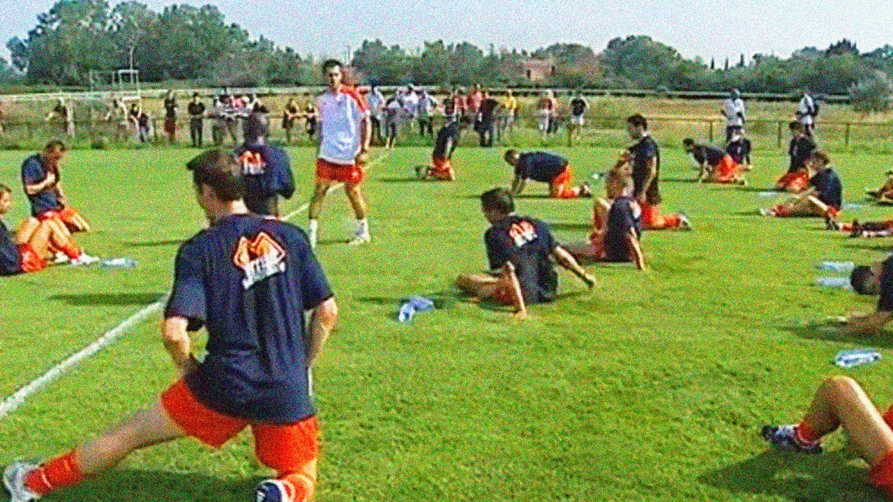 Reprise de l'entraînement du Nîmes Olympique en juin 2005 avec le nouvel entraîneur Régis Brouard