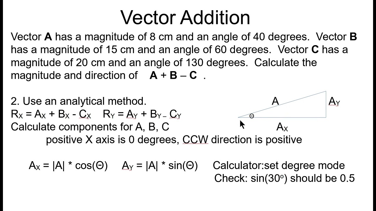Vector Addition and Subtraction With Three Vectors - Two Dimensions