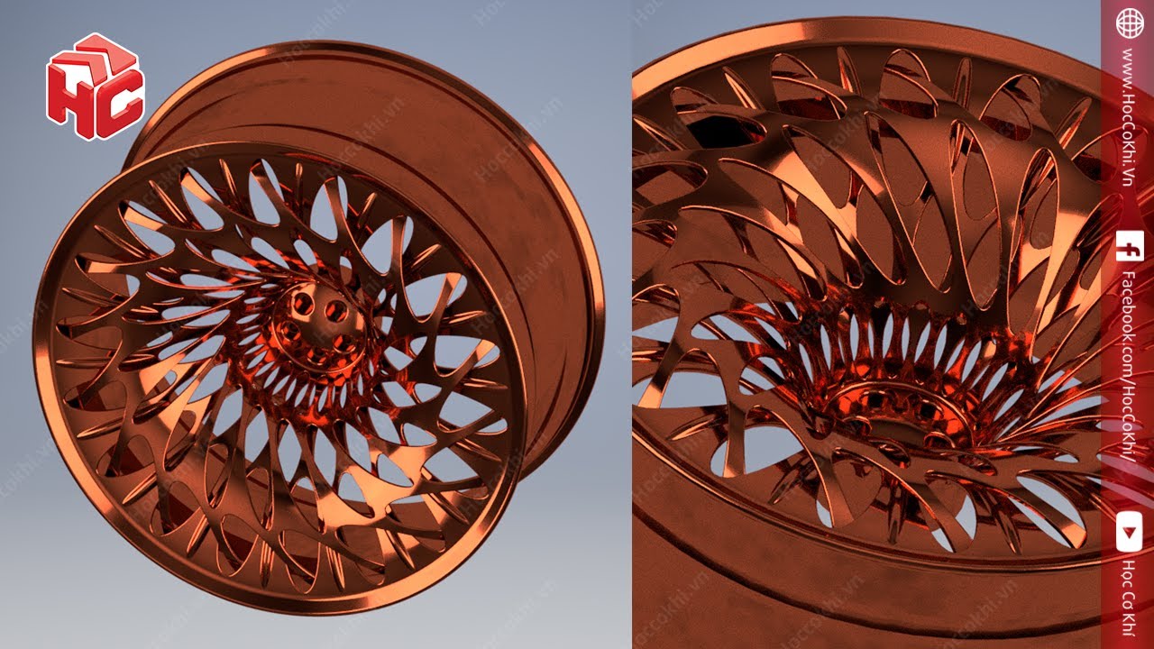 [hoccokhi] Hướng dẫn vẽ mâm xe ô tô | complex wheel rim in Inventor