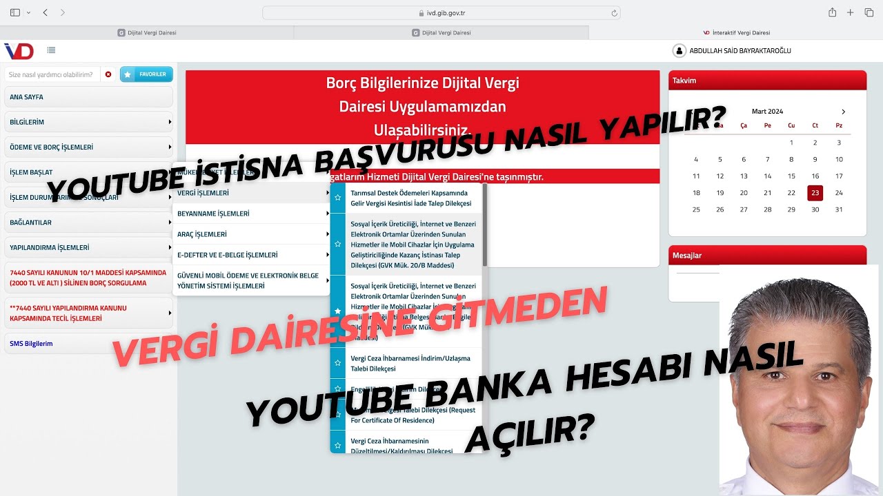 YouTube İstisna Başvurusunu Vergi Dairesine Gitmeden Nasıl Alınır? 24.03. 2024