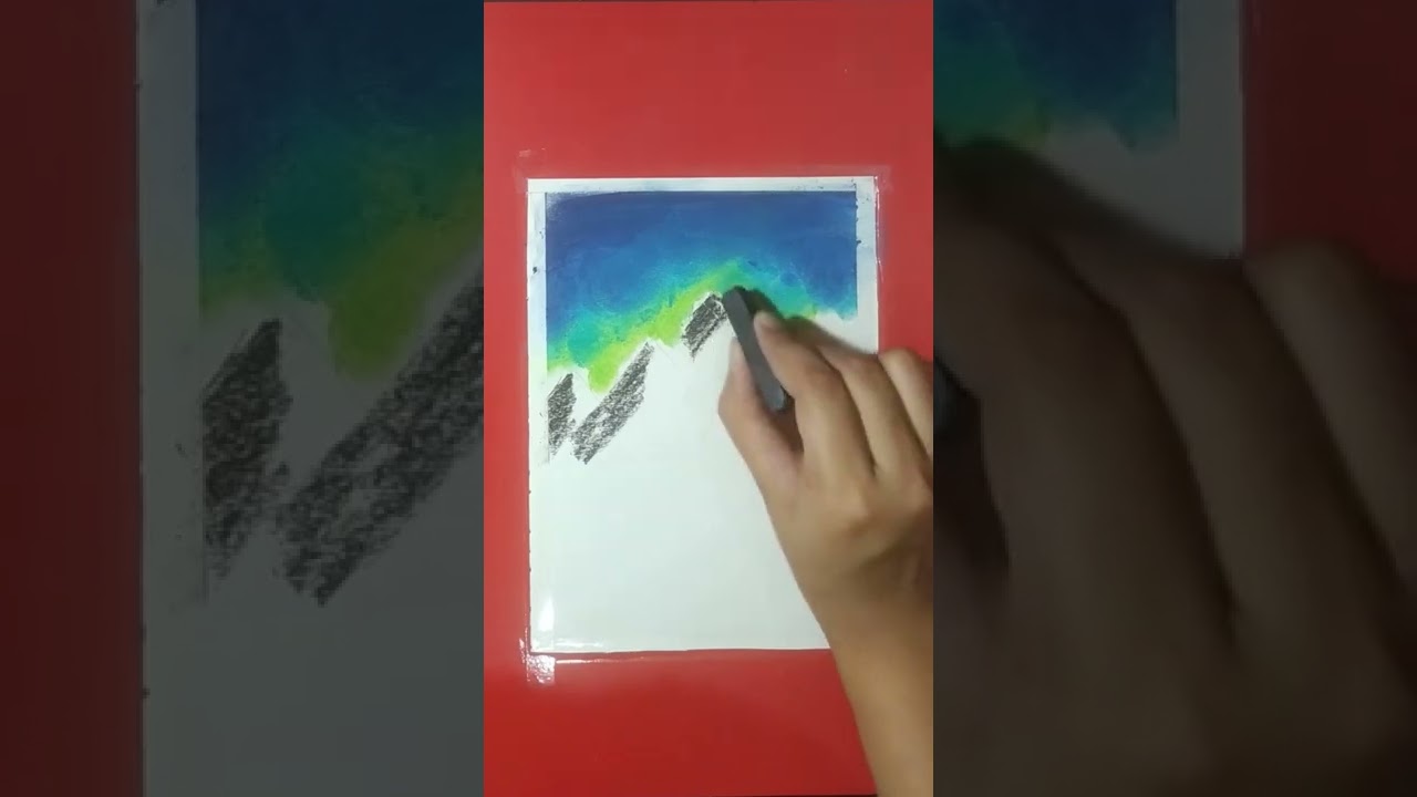 easy soft pastel drawing || mountain scenery 😍 #shorts
