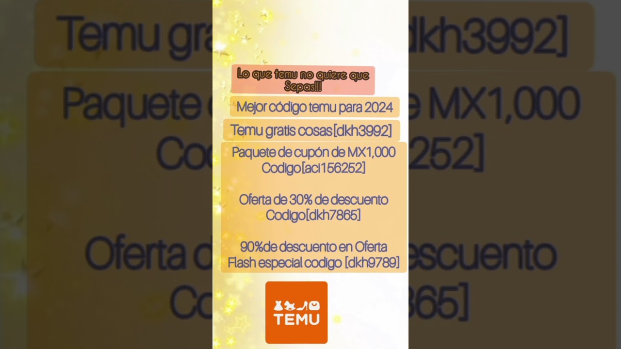 Mejor c&oacute;digo Temu 2024😊