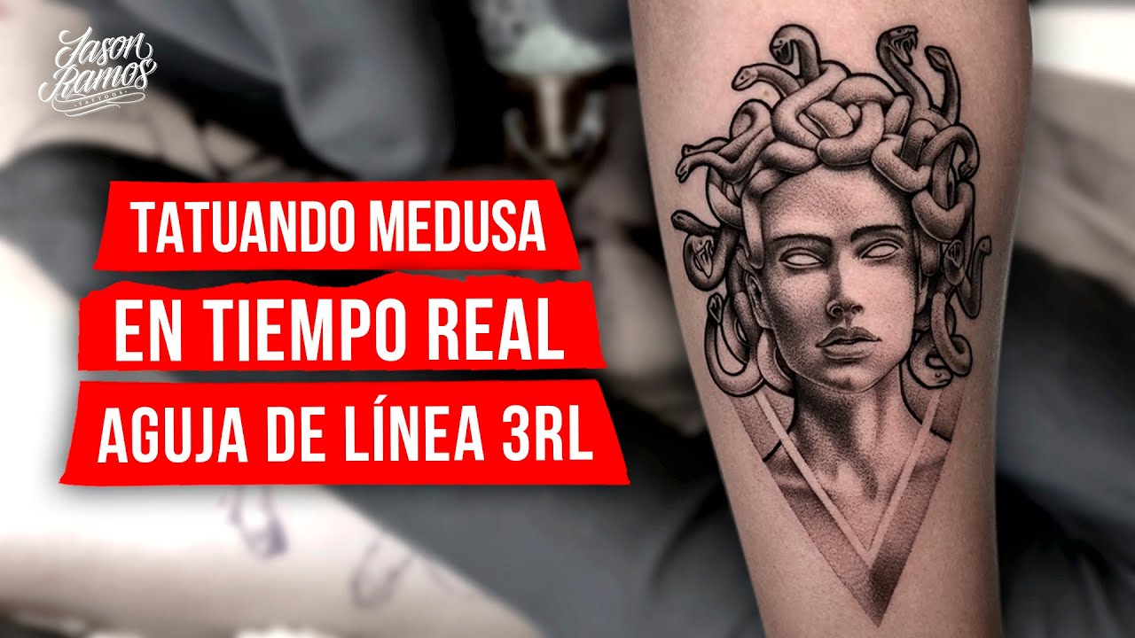 TATUANDO MEDUSA en Tiempo Real // Tatuaje en el Brazo // Aguja de línea 3rl // Black & Grey Tattoo